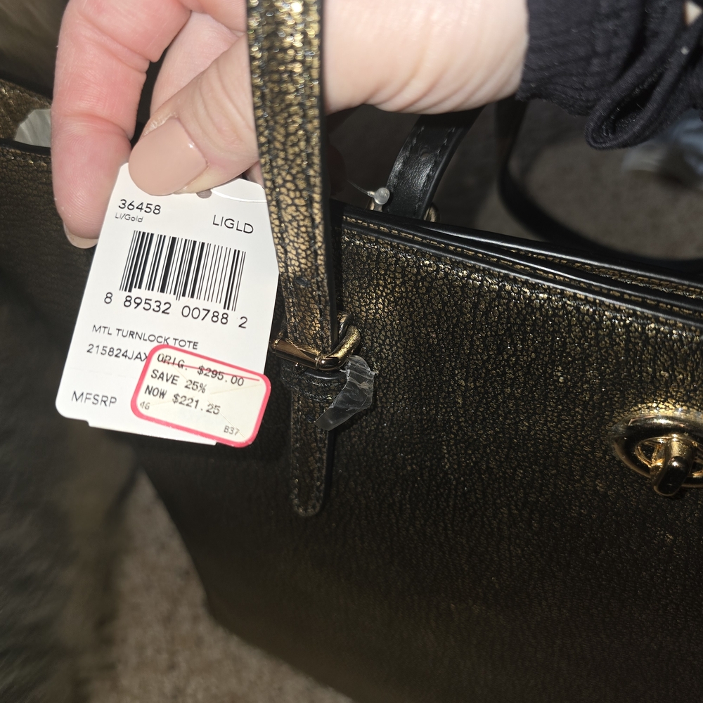 Coach Metallic Gold Turnlock Tote